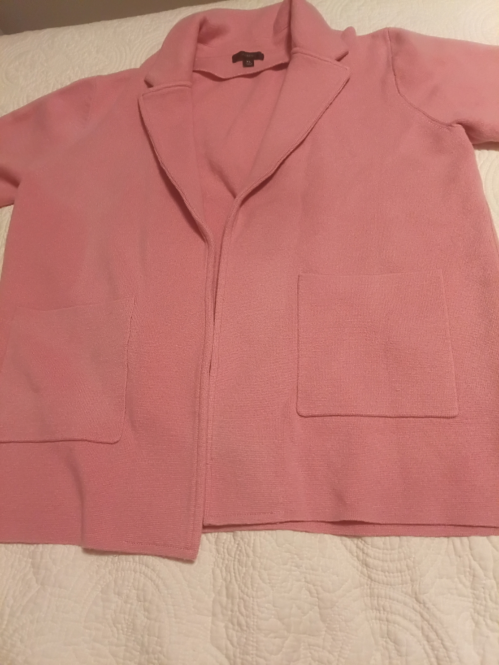 J. Crew Pink Open-Front Knit Blazer with Patch Pockets